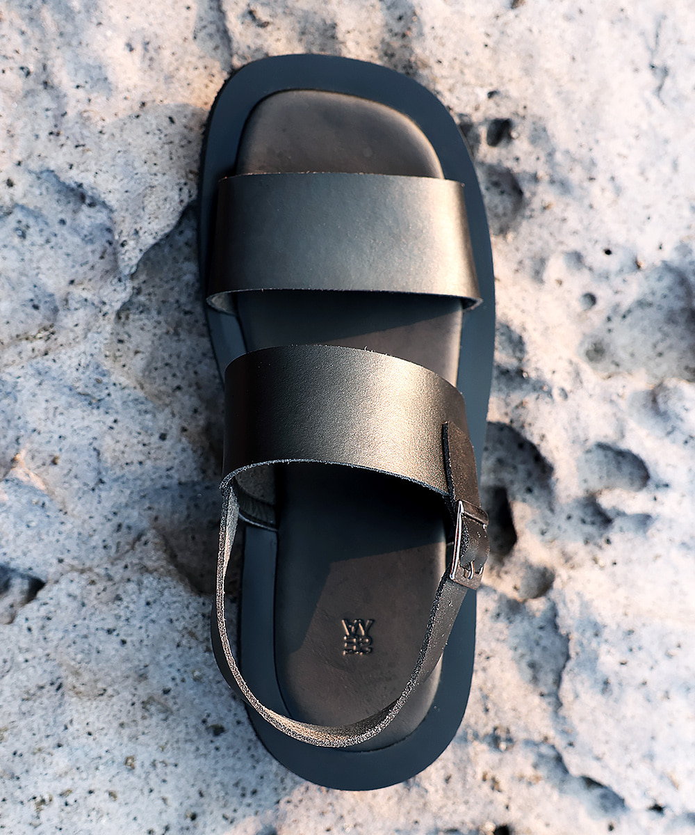 Santorini Square Sandals Leather Black